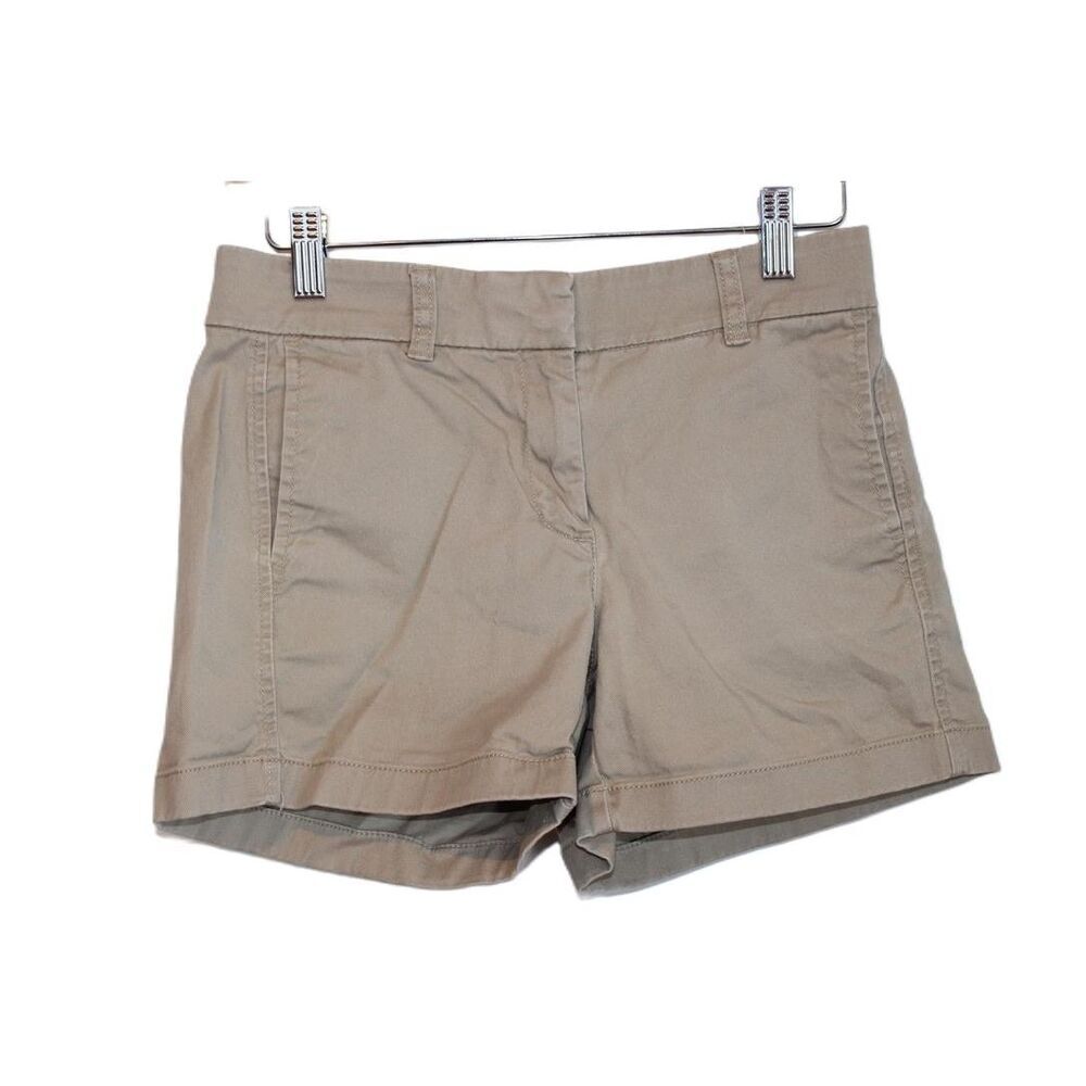 Womens J.Crew 4" Stretch H5806 Beige Cotton Blend Pockets Chino Shorts Size 00